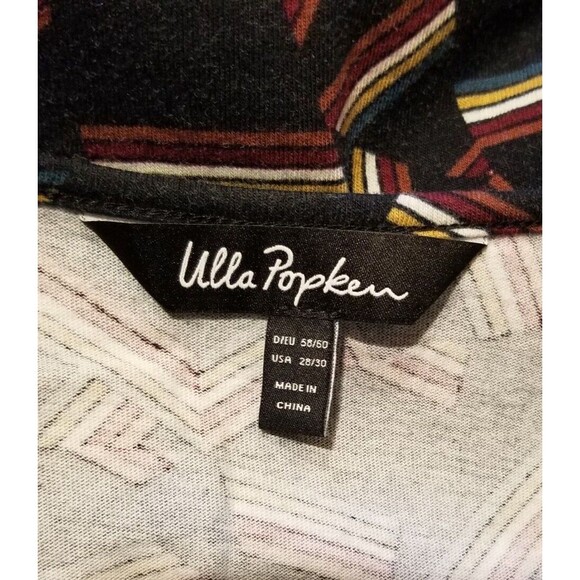 Ulla Popken Women's Tunic Top Size 28/30 Geometric Design V-Neck Long Sleeve - Picture 5 of 6